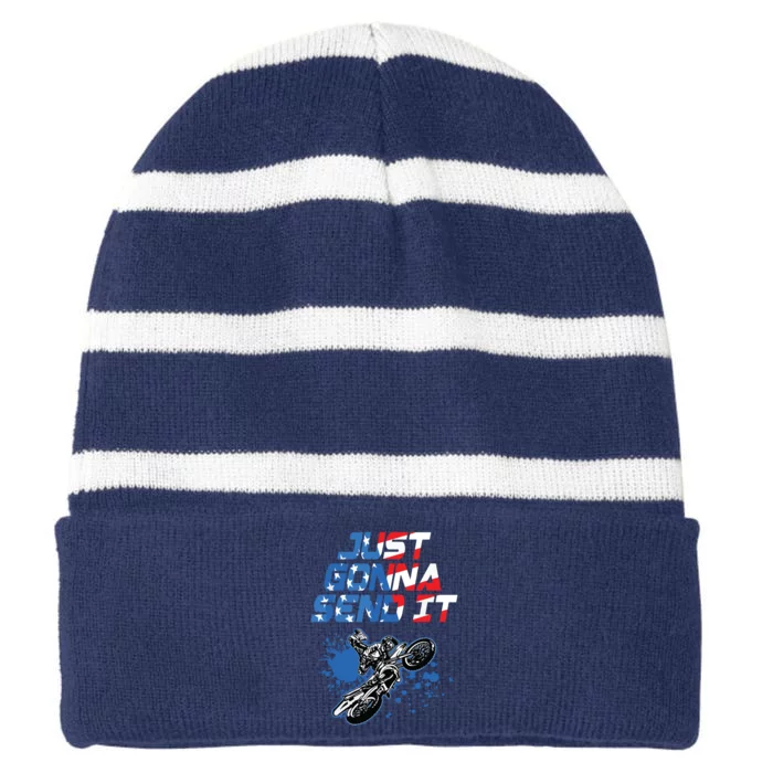 Just Gonna Send It Motocross Shirts Dirt Bike Tee Striped Beanie with Solid Band