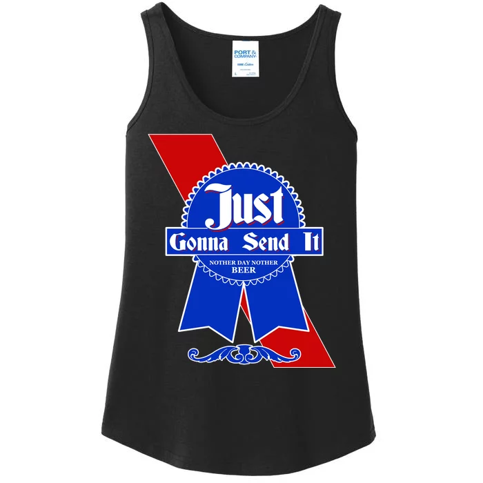 Just Gonna Send It Nother Day Nother Beer Blue Ribbon Ladies Essential Tank