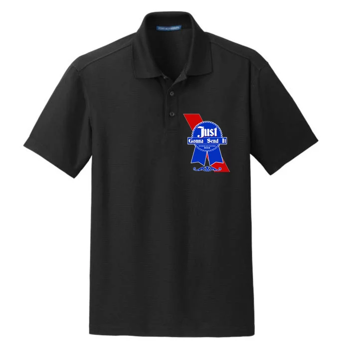 Just Gonna Send It Nother Day Nother Beer Blue Ribbon Dry Zone Grid Performance Polo