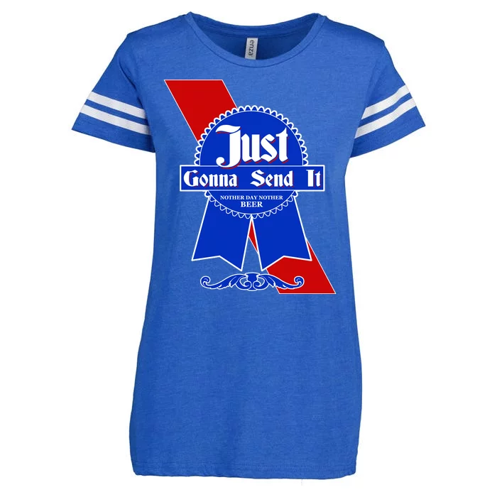 Just Gonna Send It Nother Day Nother Beer Blue Ribbon Enza Ladies Jersey Football T-Shirt