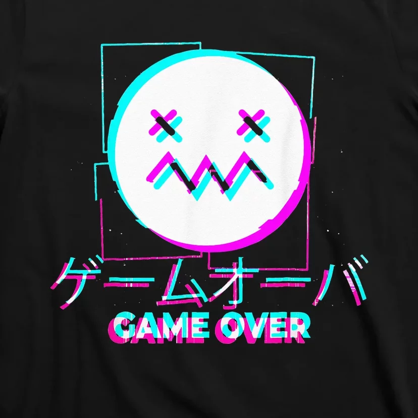 Japanese Glitch Sad Anime Girl Boy Game Over Aesthetic T-Shirt