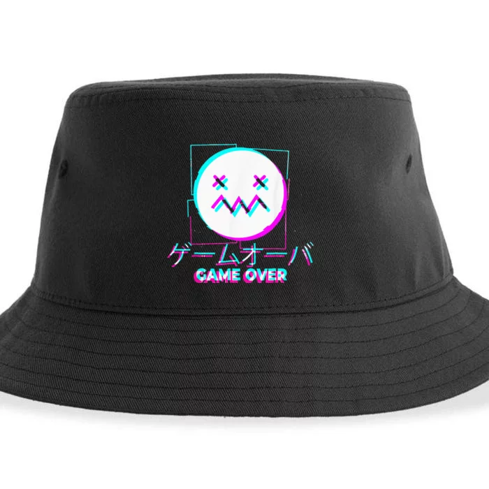 Japanese Glitch Sad Anime Girl Boy Game Over Aesthetic Sustainable Bucket Hat