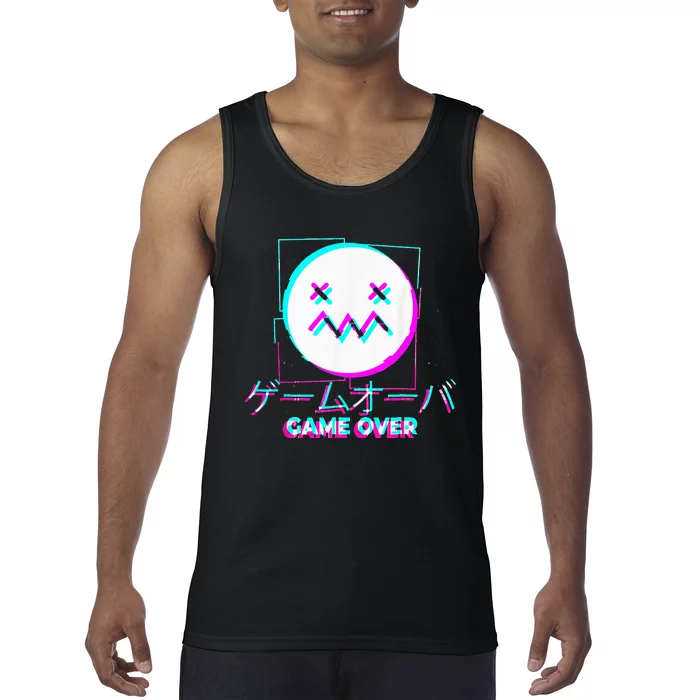 Japanese Glitch Sad Anime Girl Boy Game Over Aesthetic Tank Top