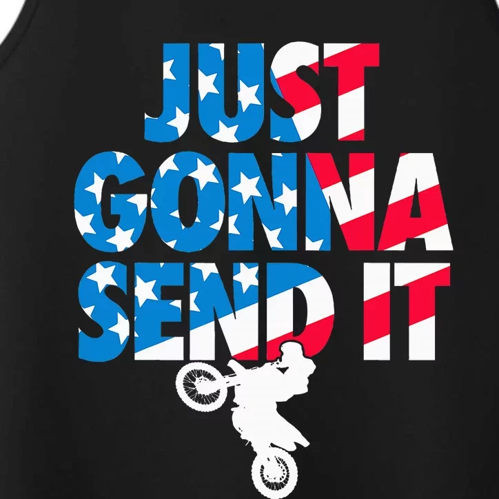 Just Gonna Send It American Flag Dirt Bike Motocross Performance Tank