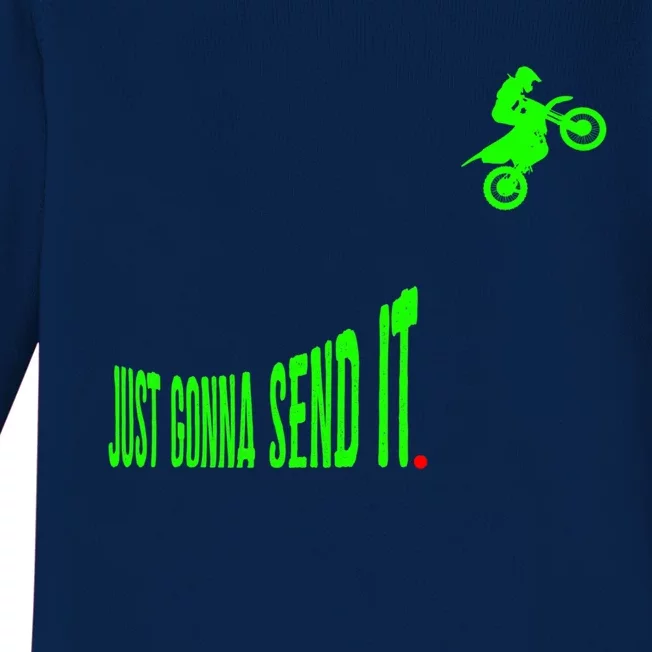 Just Gonna Send It Funny Motocross Dirt Bike Meme Biker Gift Baby Long Sleeve Bodysuit