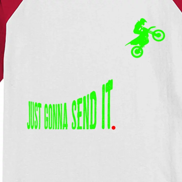 Just Gonna Send It Funny Motocross Dirt Bike Meme Biker Gift Kids Colorblock Raglan Jersey