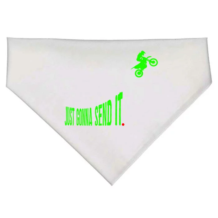 Just Gonna Send It Funny Motocross Dirt Bike Meme Biker Gift USA-Made Doggie Bandana