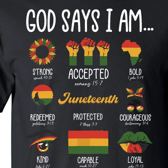 Juneteenth God Says I Am Celebrating Black Freedom 1865 Tall T-Shirt