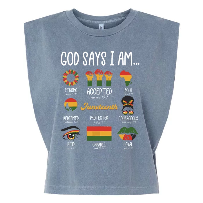 Juneteenth God Says I Am Celebrating Black Freedom 1865 Garment-Dyed Women's Muscle Tee