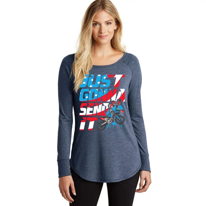 Just Gonna Send It Dirt Bike Mx Biker Rider Motocross Women's Perfect Tri Tunic Long Sleeve Shirt