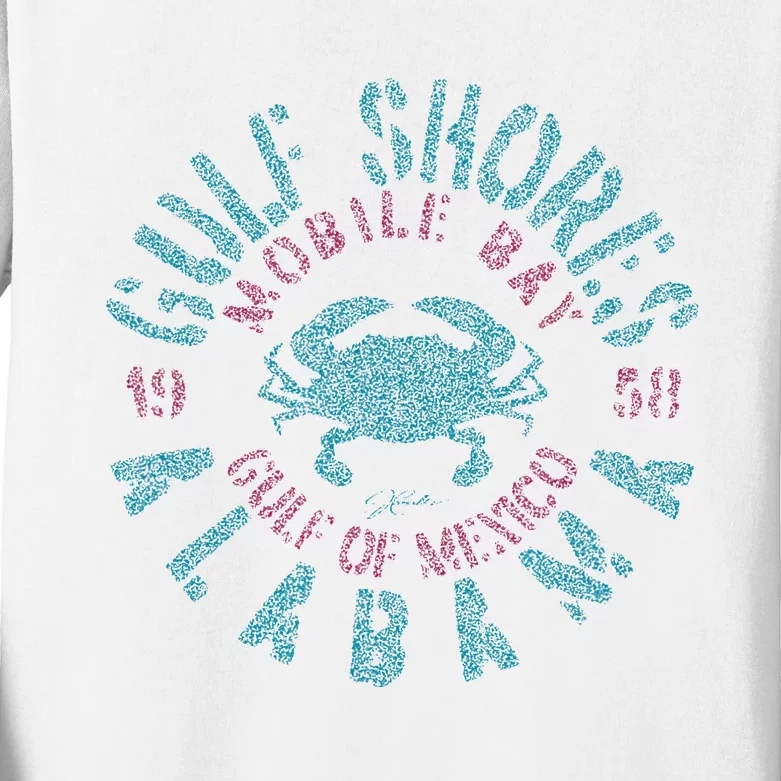 JCombs Gulf Shores AL With Blue Crab Kids Long Sleeve Shirt