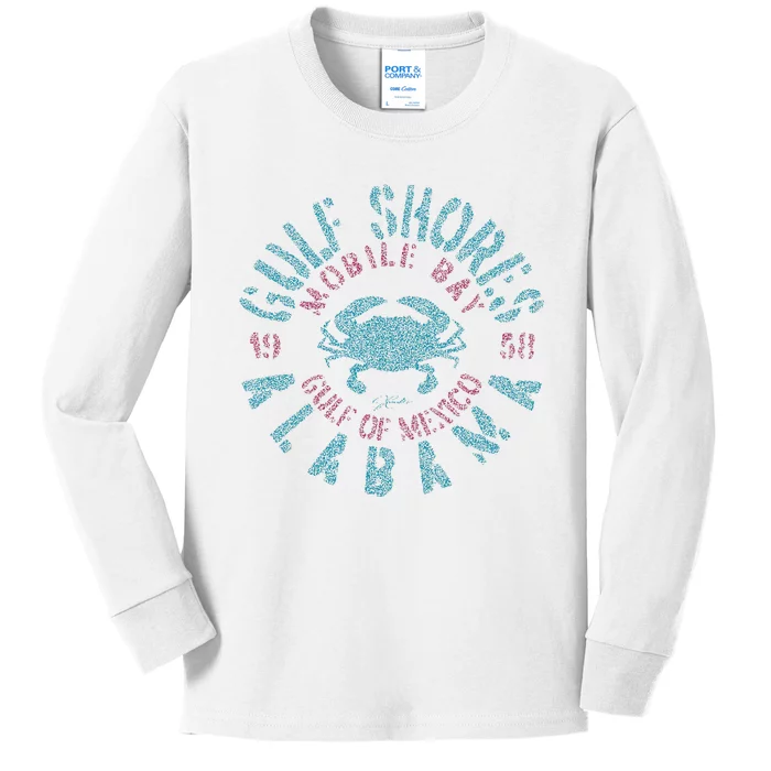 JCombs Gulf Shores AL With Blue Crab Kids Long Sleeve Shirt