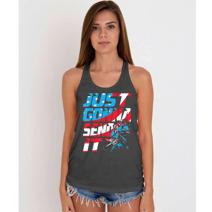 Just Gonna Send It Dirt Bike MX Biker Rider Motocross Women's Knotted Racerback Tank