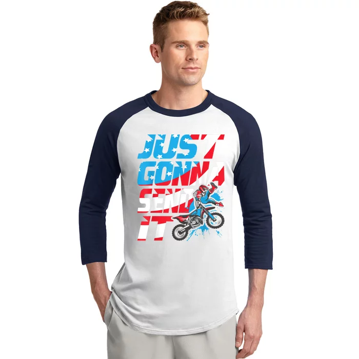 Just Gonna Send It Dirt Bike MX Biker Rider Motocross Baseball Sleeve Shirt