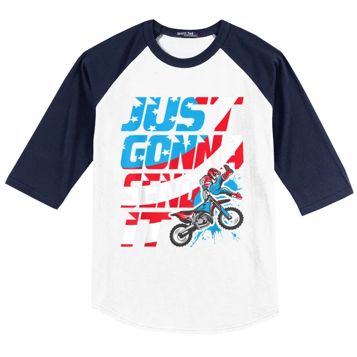 Just Gonna Send It Dirt Bike MX Biker Rider Motocross Baseball Sleeve Shirt