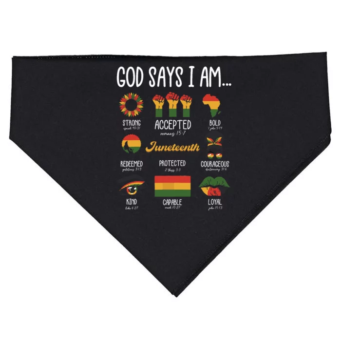 Juneteenth God Says I Am Celebrating Black Freedom 1865 USA-Made Doggie Bandana