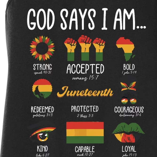 Juneteenth God Says I Am Celebrating Black Freedom 1865 Women's Racerback Tank