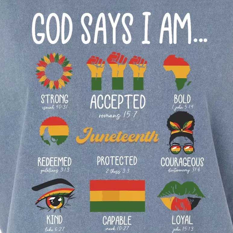 Juneteenth God Says I Am Celebrating Black Freedom 1865 Garment-Dyed Women's Muscle Tee