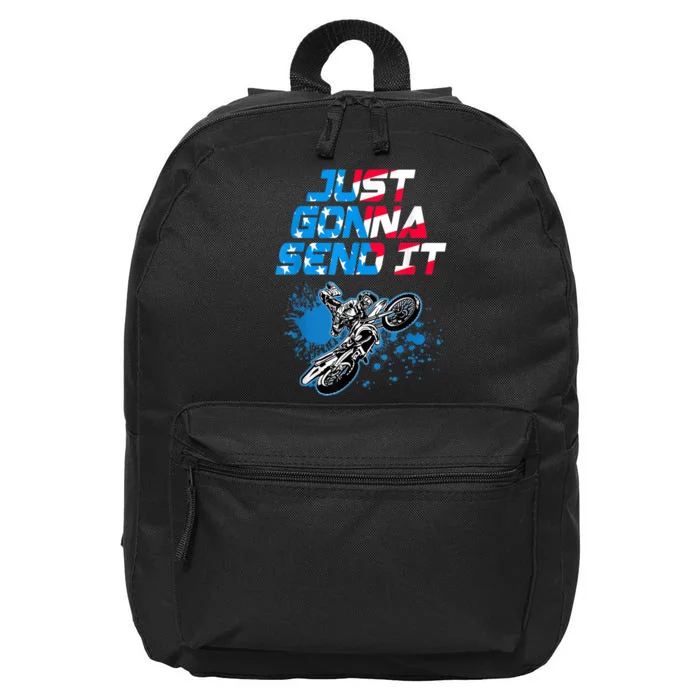 Just Gonna Send It Motocross Dirt Bike Tee 16 in Basic Backpack