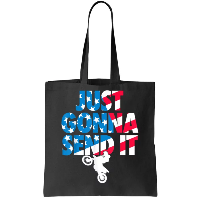 Just Gonna Send It American Flag Dirt Bike Motocross Tote Bag