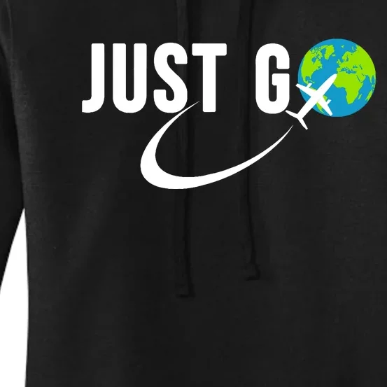 Just Go Travel Addict Globe Airplane World Solo Traveler Women's Pullover Hoodie