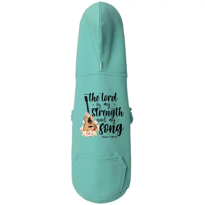 Jesus Guitar The Lord Is My Strength My Song Doggie 3-End Fleece Hoodie