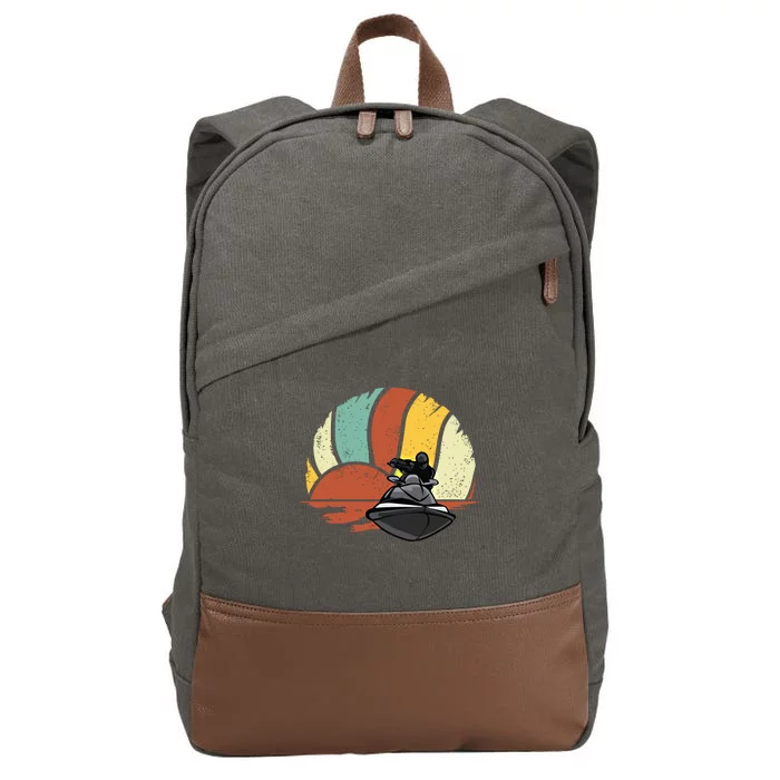 Jetfunny Giftski Vintage Sunset Retro Jetski Love Water Sports Gift Cotton Canvas Backpack