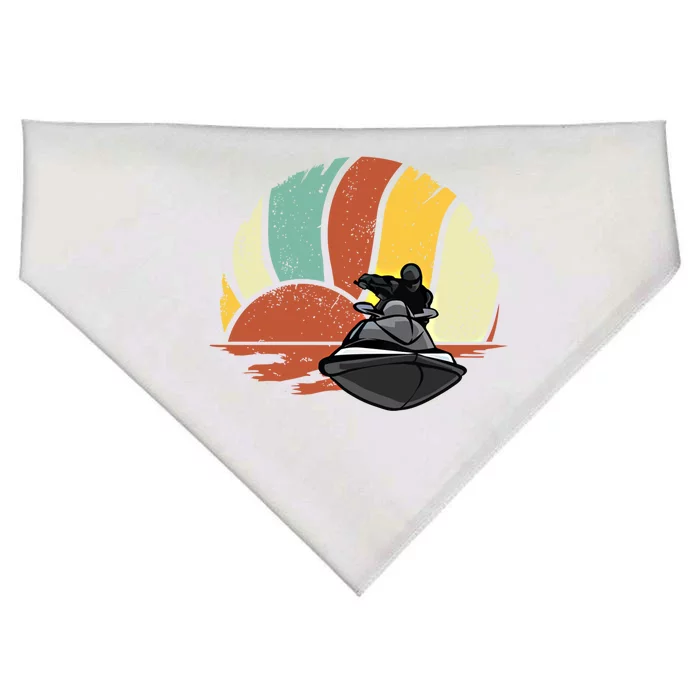 Jetfunny Giftski Vintage Sunset Retro Jetski Love Water Sports Gift USA-Made Doggie Bandana