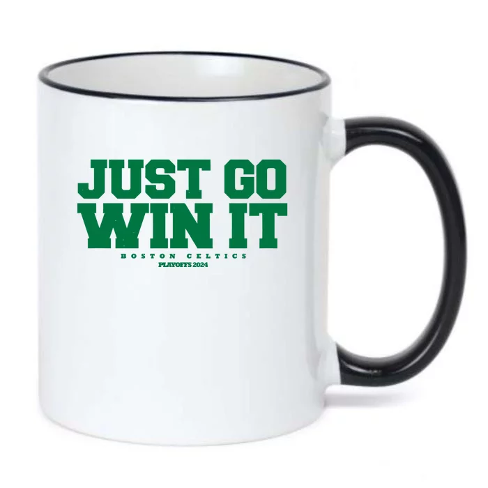 Just Go Win It Boston Playoff Basketball Black Color Changing Mug