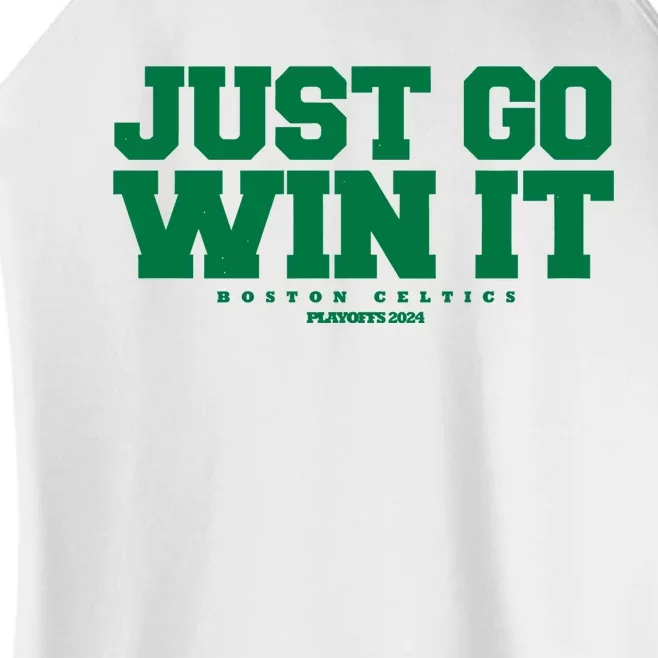 Just Go Win It Boston Playoff Basketball Women’s Perfect Tri Rocker Tank