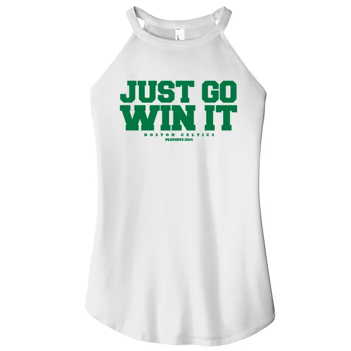 Just Go Win It Boston Playoff Basketball Women’s Perfect Tri Rocker Tank