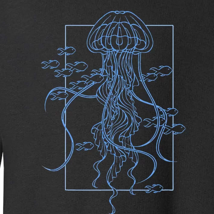 Jellyfish Graphic With Fishes In Sea Toddler Sweatshirt