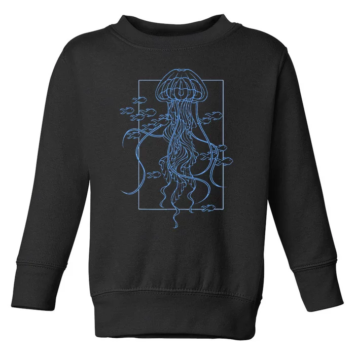 Jellyfish Graphic With Fishes In Sea Toddler Sweatshirt