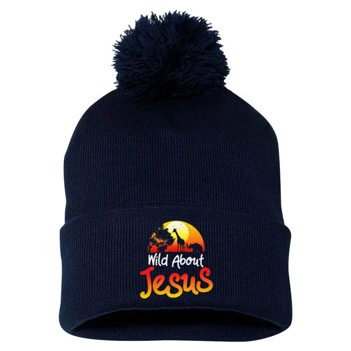 Jesus Graphic Wild About Jesus Christian Faith Pom Pom 12in Knit Beanie