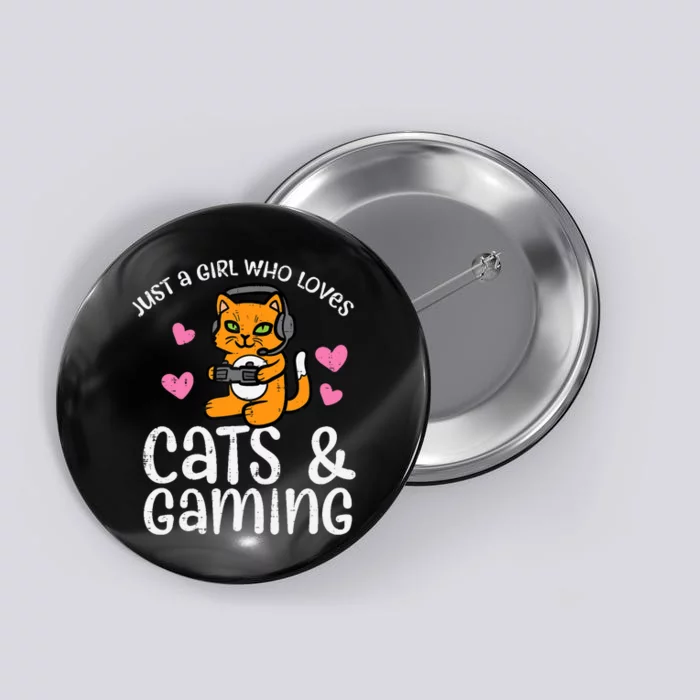 Just Girl Who Loves Cats Gaming Cute Gamer Wo Girl Button