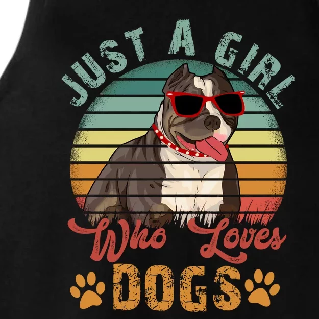 Just Girl Who Loves Dogs Funny Retro Pug Ladies Tri-Blend Wicking Tank