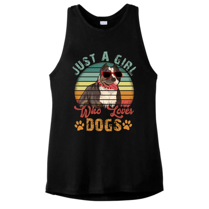 Just Girl Who Loves Dogs Funny Retro Pug Ladies Tri-Blend Wicking Tank