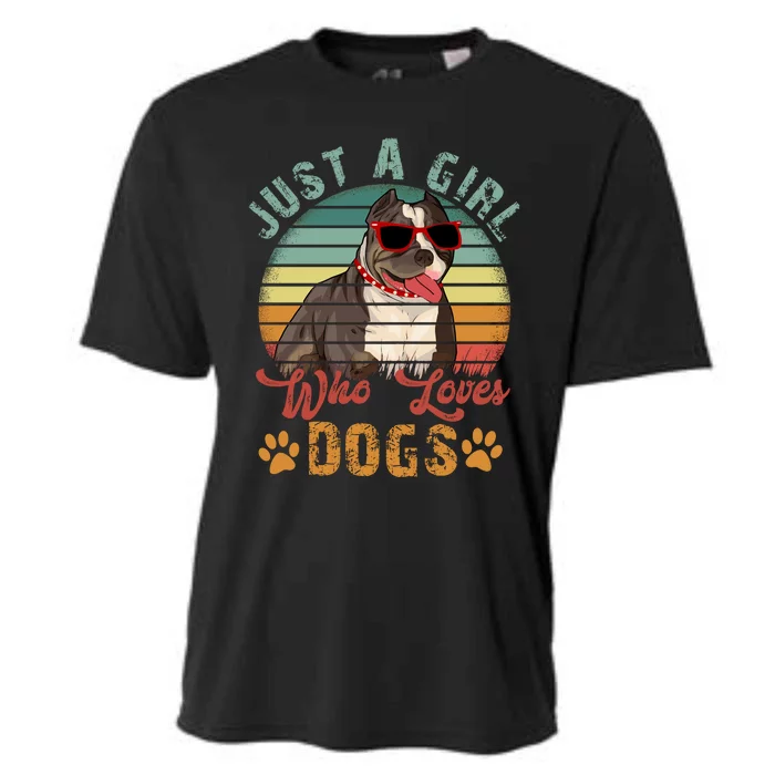 Just Girl Who Loves Dogs Funny Retro Pug Cooling Performance Crew T-Shirt