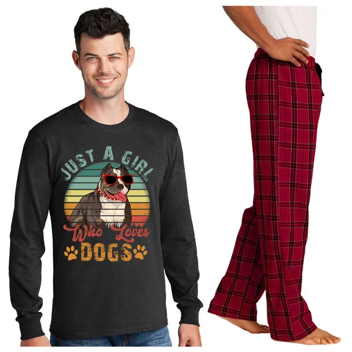 Just Girl Who Loves Dogs Funny Retro Pug Long Sleeve Pajama Set