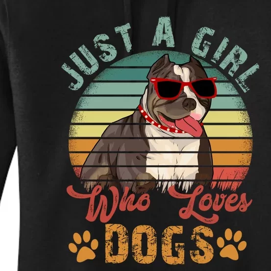 Just Girl Who Loves Dogs Funny Retro Pug Women's Pullover Hoodie