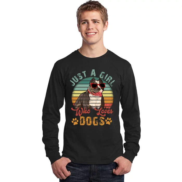 Just Girl Who Loves Dogs Funny Retro Pug Tall Long Sleeve T-Shirt