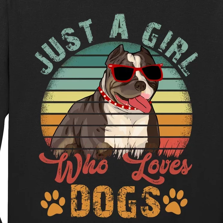 Just Girl Who Loves Dogs Funny Retro Pug Tall Long Sleeve T-Shirt