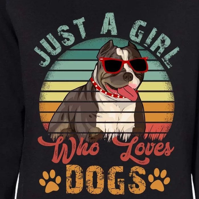 Just Girl Who Loves Dogs Funny Retro Pug Womens California Wash Sweatshirt