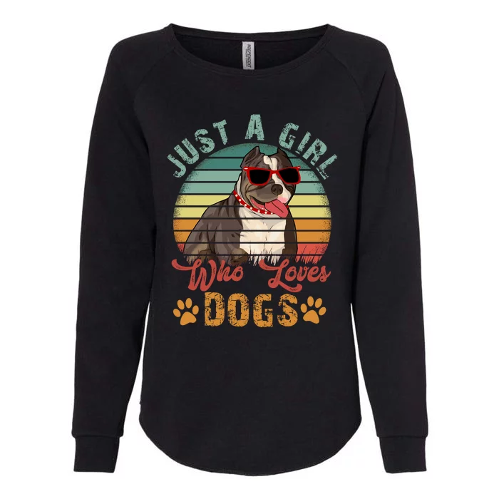 Just Girl Who Loves Dogs Funny Retro Pug Womens California Wash Sweatshirt