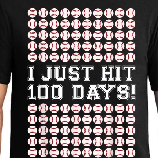 Just Hit 100 Days Of School Baseball Teacher Boys 100th Day Pajama Set