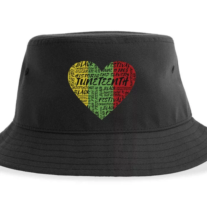 Juneteenth Heart African American Women Black History Pride Sustainable Bucket Hat