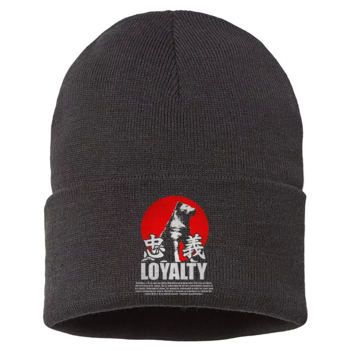 Japan Hachiko Akita Inu Loyalty Symbol Sustainable Knit Beanie