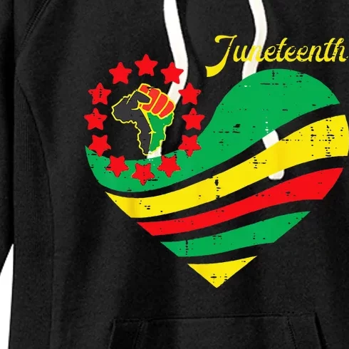 Juneteenth Heart Africa Fist June 19th 1865 Women's Fleece Hoodie