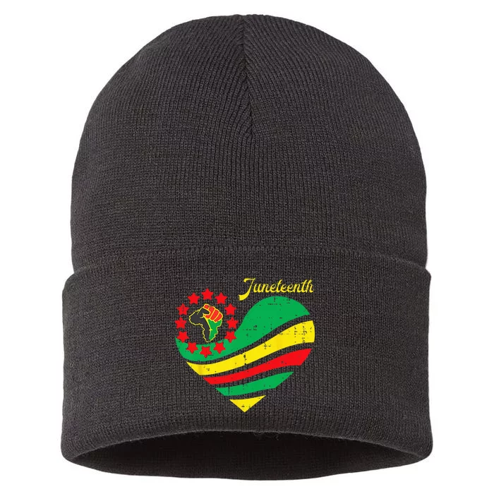 Juneteenth Heart Africa Fist June 19th 1865 Sustainable Knit Beanie