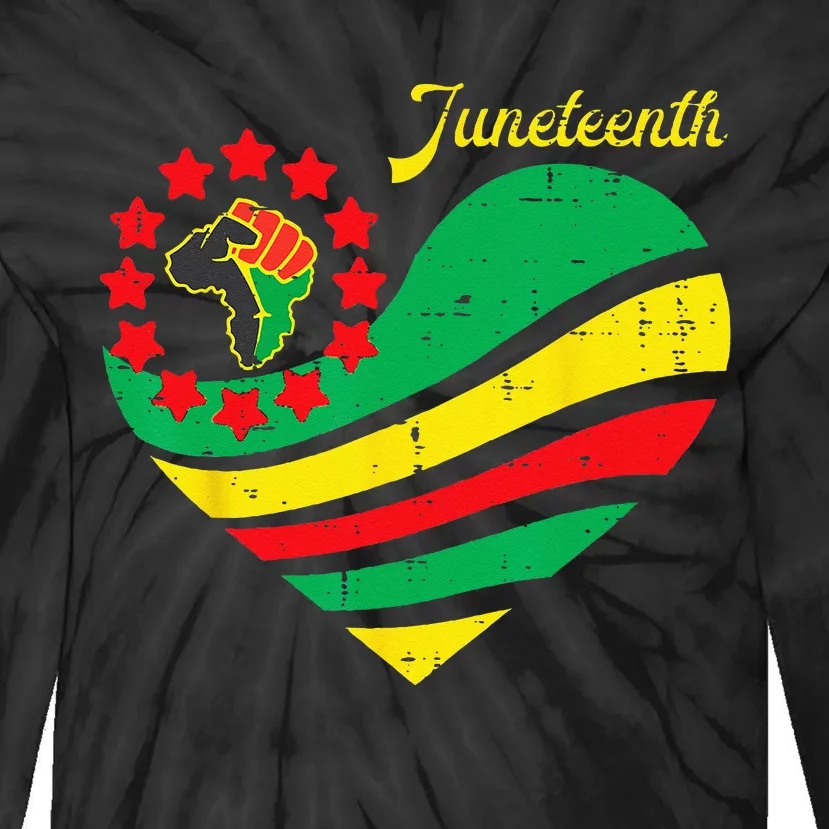 Juneteenth Heart Africa Fist June 19th 1865 Tie-Dye Long Sleeve Shirt